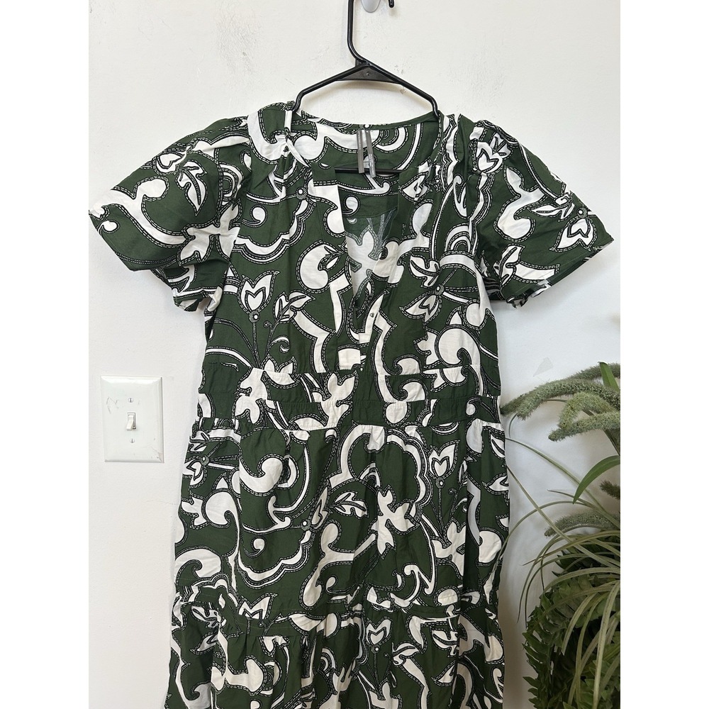 Anthropologie Somerset Tiered Maxi Dress Hunter Dark Green Paisley Cotton Sz M - Picture 3 of 6